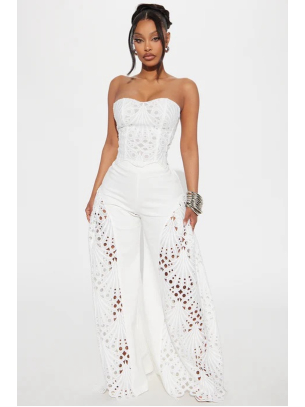 Fashion Nova “Carmen” Corset Pant Set – White – Size XL – NWT